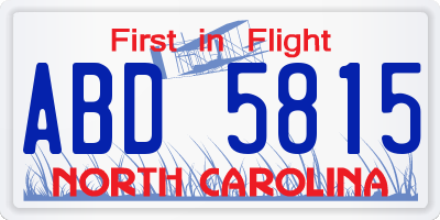 NC license plate ABD5815