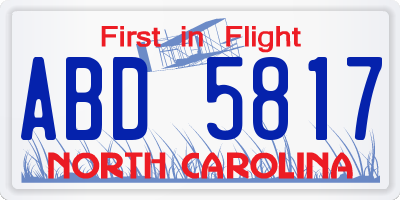 NC license plate ABD5817