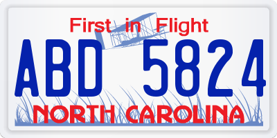 NC license plate ABD5824