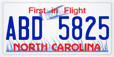 NC license plate ABD5825