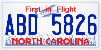 NC license plate ABD5826