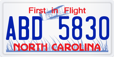 NC license plate ABD5830