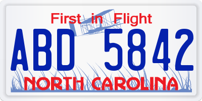 NC license plate ABD5842