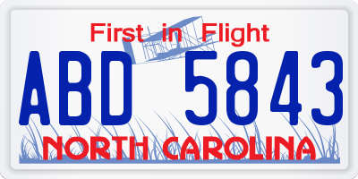 NC license plate ABD5843
