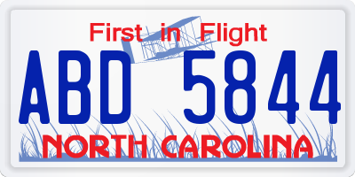 NC license plate ABD5844