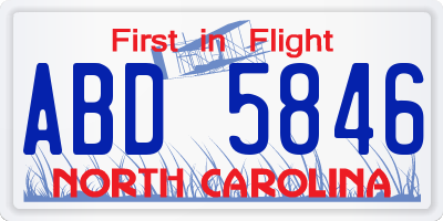 NC license plate ABD5846