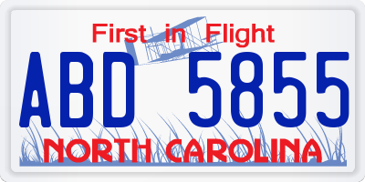 NC license plate ABD5855