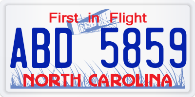NC license plate ABD5859