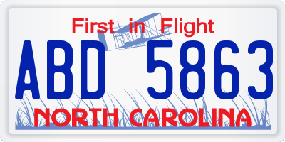 NC license plate ABD5863
