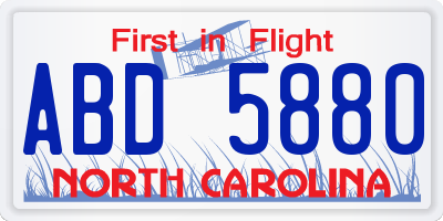 NC license plate ABD5880