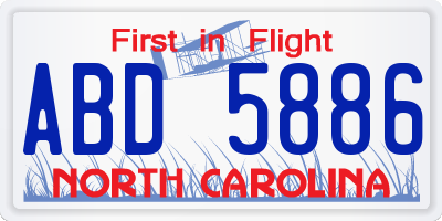 NC license plate ABD5886