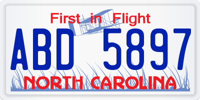 NC license plate ABD5897