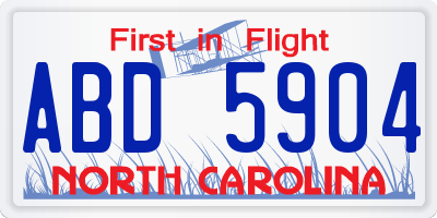 NC license plate ABD5904
