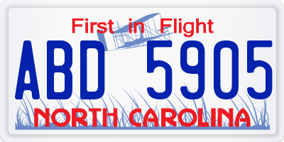 NC license plate ABD5905