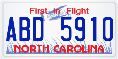 NC license plate ABD5910
