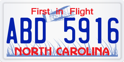 NC license plate ABD5916