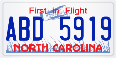 NC license plate ABD5919
