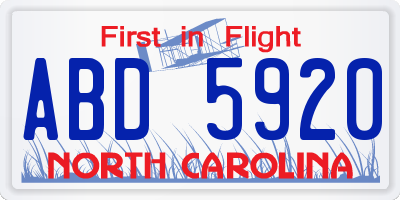 NC license plate ABD5920