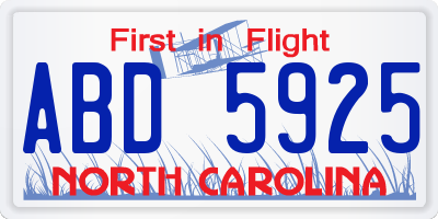NC license plate ABD5925