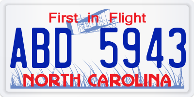 NC license plate ABD5943