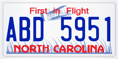 NC license plate ABD5951