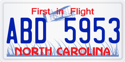 NC license plate ABD5953