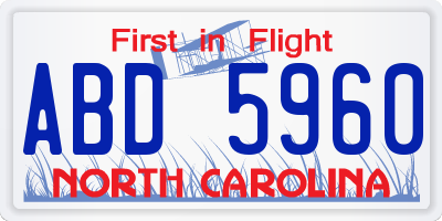 NC license plate ABD5960