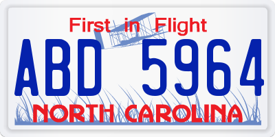 NC license plate ABD5964