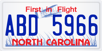 NC license plate ABD5966