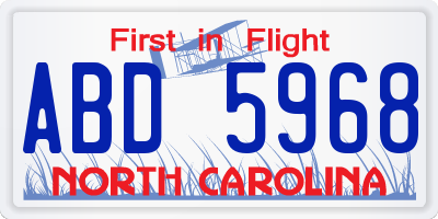 NC license plate ABD5968
