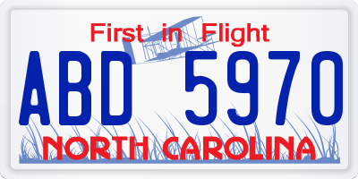 NC license plate ABD5970
