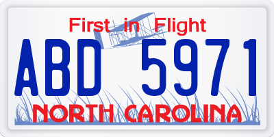 NC license plate ABD5971