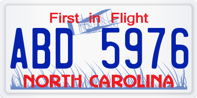 NC license plate ABD5976