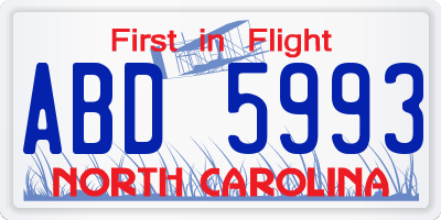 NC license plate ABD5993