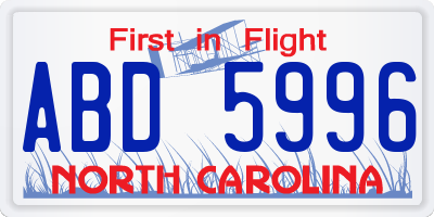 NC license plate ABD5996