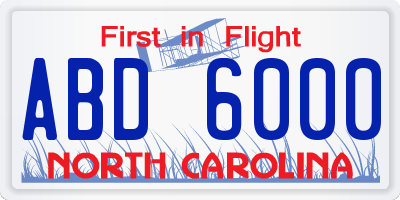 NC license plate ABD6000