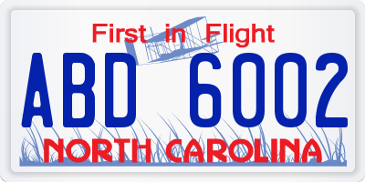 NC license plate ABD6002