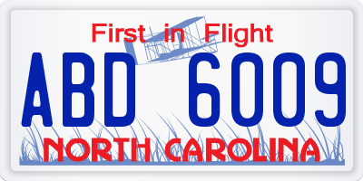 NC license plate ABD6009