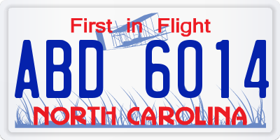 NC license plate ABD6014