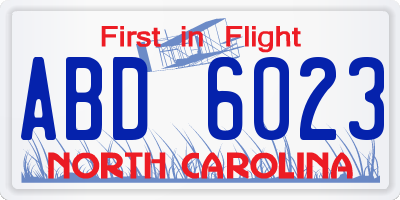 NC license plate ABD6023