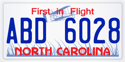 NC license plate ABD6028
