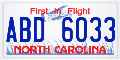 NC license plate ABD6033
