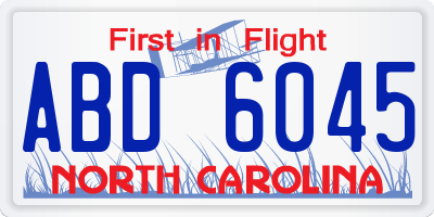NC license plate ABD6045