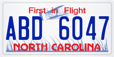NC license plate ABD6047