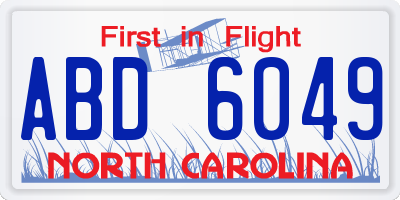 NC license plate ABD6049