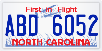 NC license plate ABD6052