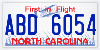 NC license plate ABD6054