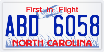 NC license plate ABD6058
