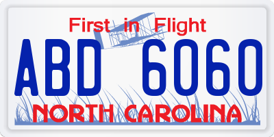 NC license plate ABD6060