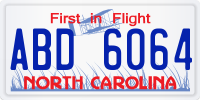 NC license plate ABD6064